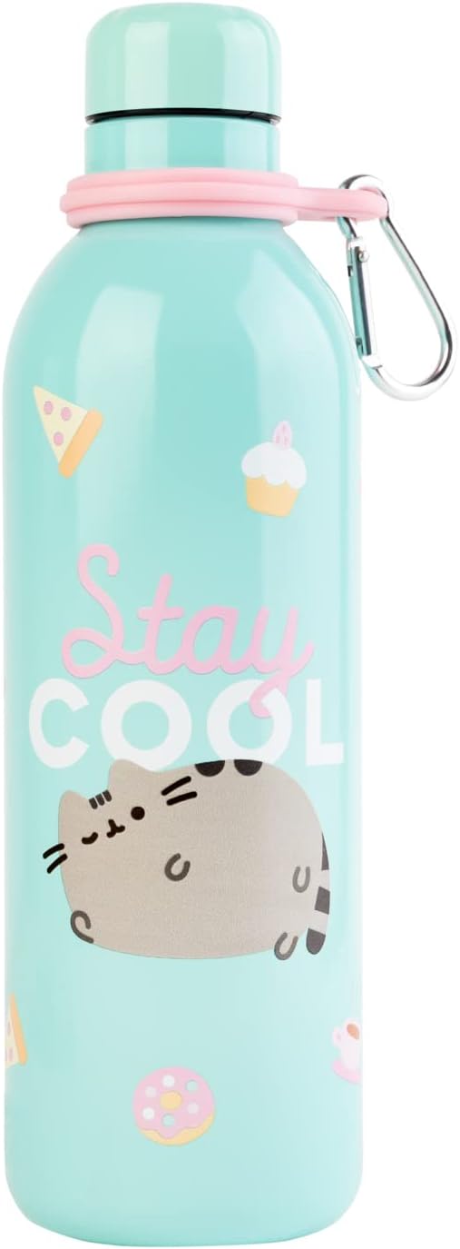 Official Pusheen-Sports Bottle-500ml / 17OZ, Stainless Steel, Vacuum Insulated , Double Wall Reusable Water Bottle With Ca...