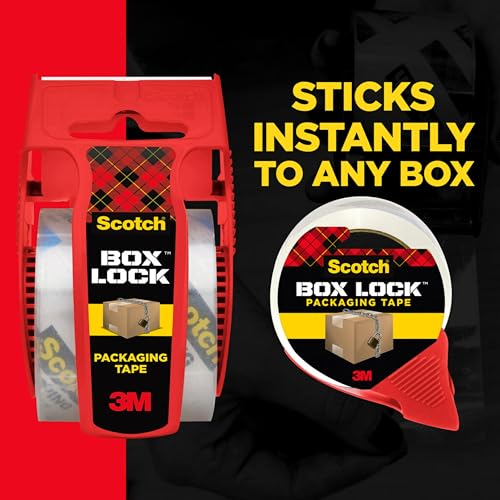 Scotch Box Lock Packing Tape, Clear, Extreme Grip Box Packaging Tape for Shipping and Mailing, 1.88 in. x 22.2 yd., 6 Roll...
