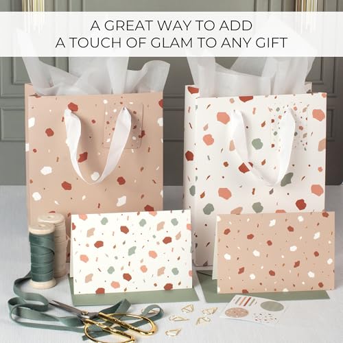 Beautiful Gift Bags Set of 4 - Medium Sized 9" Bags with Handles incl. Matching Tissue Paper, Cards & Small Stickers - Reu...