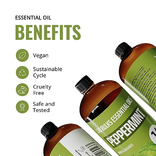 Lab Bulks Essential Oil Peppermint Essential Oil, 16 oz Bottle for Diffusers, House Cleaning, Candles, 1 Pack, Aromatherap...