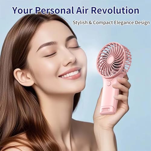 ZipVorb Portable Mini Fan with Mirror, USB Rechargeable, Pocket 4-Speed Cooling, Up to 15 Hours, Compact Handheld Fan for ...