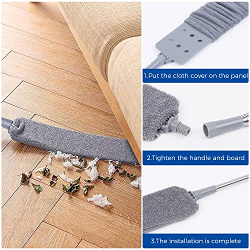 Retractable Gap Dust Cleaner Cleaning Tools with 2 Microfiber Dusting Cloths Long Handle 60inches Washable and Retractable...
