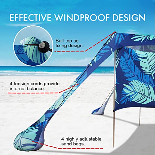 Beach Canopy Tent Shade with Sidewalls 10x10FT, 6.6FT Tall, UPF50+ Sun Shelter, Windproof & Water Resistant, Includes Guyl...