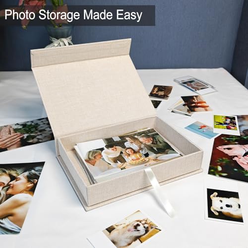 Sprsthai 8x10 Archival Photo Storage Box with Lid – Stackable Memory Keepsake Organizer for Photos, Certificates, Jewelry...