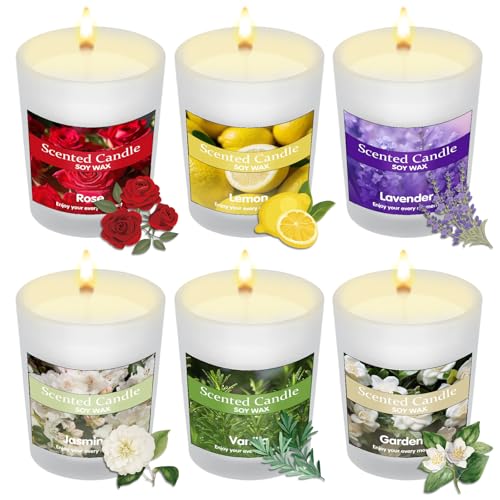 6-Pack Scented Candles Gift Set, Home Relaxation Soy Wax Aromatherapy Candles, Valentine, Anniversary, Christmas Birthday ...
