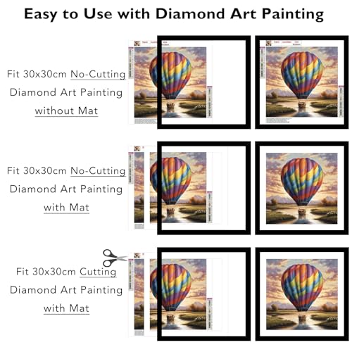 JCJMY 12x12 Picture Frame with Mat for 30 x 30cm Diamond Art Painting, Display Photo 10x10 or 12 x 12 Without Mat, Wall Ha...