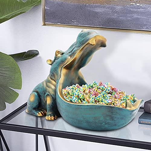 aboxoo Hippo Statue,Large Hippopotamus Figurine Home Sculpture with Resin, Hippo Candy Jar, Candy Dish Bowl for Office Des...