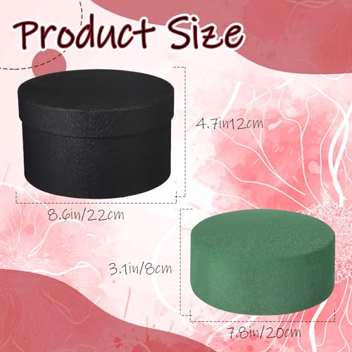 Nuenen Round Gift Box with Lid & Floral Foam Set, Black, 2 pcs, Gift Boxes for Flowers for Mother's Day Bridesmaid Wedding...
