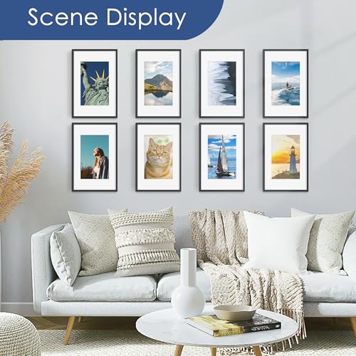 PEALSN 11x17 Picture Frame, Display Pictures 8 x 12 with Mat or 11 x 17 Without Mat for Wall Mounting Display, Photo Frame...