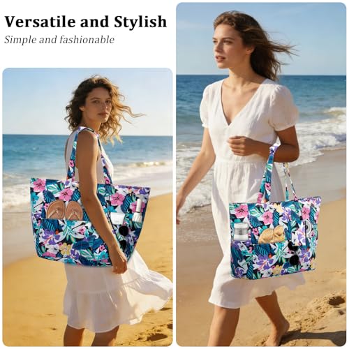 HUA ANGEL Beach Bag with Cosmetic Bag and Small Wallet, Sandproof Beach Tote for Women, Perfect for Beach Vacation Trip