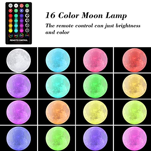 GDPETS Moon Lamp, 16 Colors Moon Night Light with Stand & Remote &Touch Control and USB Rechargeable Decorative Light Up M...