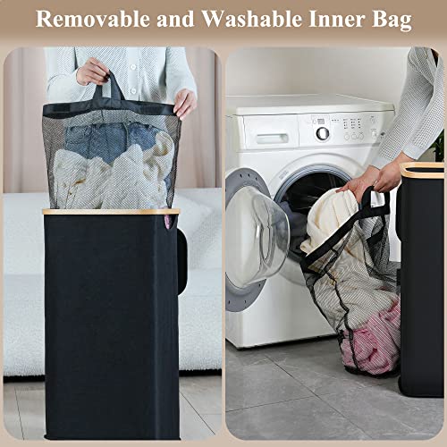 iEGrow Laundry Hamper with Lid, 110L Large Laundry Hamper with Handle and Lid, Collapsible Clothes Basket Organizer with R...