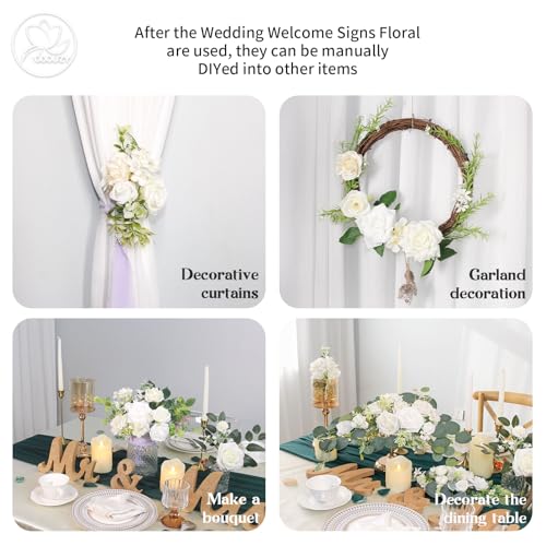 Odouzy Artificial Wedding Arch Flowers for Wedding Sign,Set of 2 for Wedding Welcome Ceremony Sign,Faux Floral Swags,Weddi...