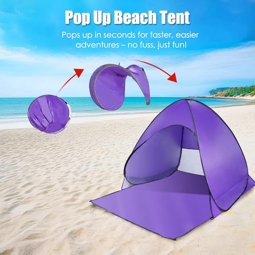 Pop Up Beach Tent, Sun Shelter for 2-3 Person, Sun Shelter with UPF 50+ & Lightweight, Portable Beach Tent Easy Pop Up for...