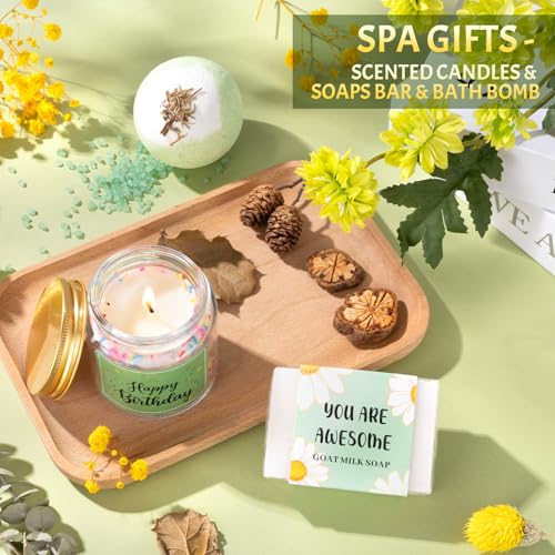 Birthday Gifts for Women, 12pcs Happy Birthday Gift Basket for Women Unique Gifts Set Ideas Relaxing Birthday Box w/ Blank...