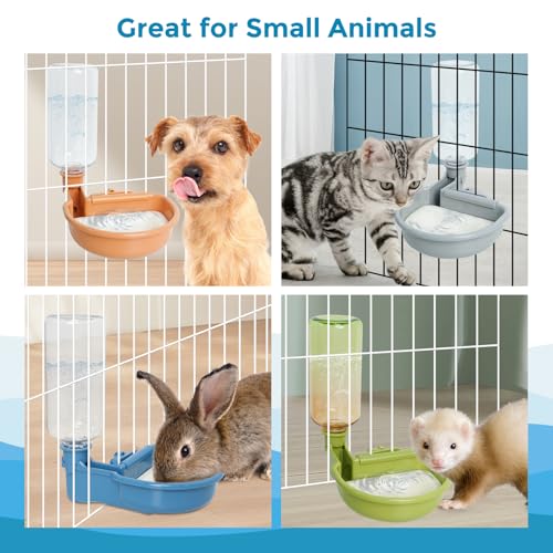 VANNON 16oz Pet Water Bottle, Gravity Dog Water Bowl Dispenser for Cage, Anti-Overflow Water Dispenser for Small Dogs, Cat...