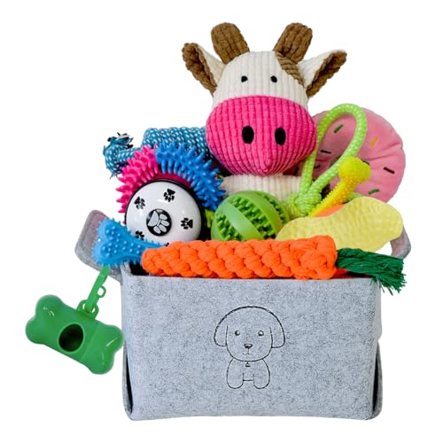MRSOHRET 20Pcs Puppy Chew Toys for Teething, Dog Chew Toys with Rope Toy, Pet Dog Toothbrush, Treat Balls, Plush Toys and ...