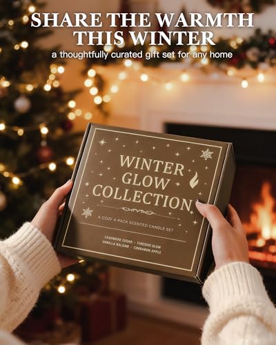 Scented Candles Gift Set for Women - 4 Pack Soy Candles for Home Scented, Long Lasting Winter Candle Set with Cashmere Ced...