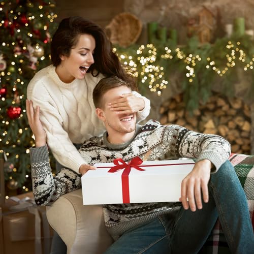 YANGTE 12 Premium Gift Boxes with Lids for Presents, Extra Large White Boxes for Wrapping Gifts, 4-inch Deep Clothing Gift...