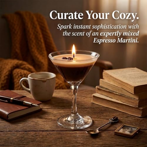 SILEAGEO Espresso Martini Candle in Reusable Glass | Strong Scented Natural Soy Wax Coffee Candle, Home & Bedroom Decor | ...