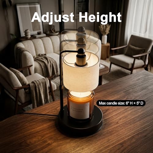 Bingyouth Modern Candle Warmer Lamp with Timer, Modern Farmhouse Candle Warmer, Height Adjustable & Dimmable Electric Cand...