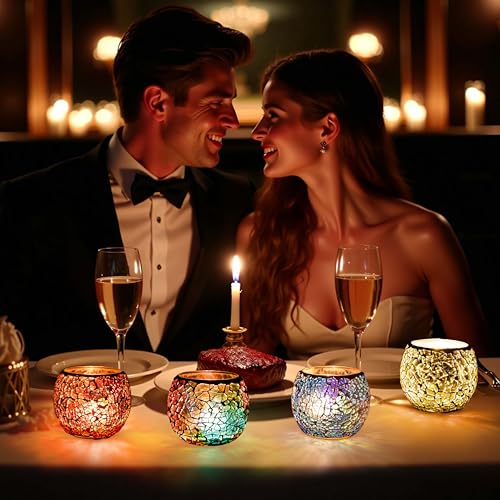 Mosaic Glass Scented Candles, Stress Relief Aromatherapy Candle for Home Scented, Vanilla Lavender Rose Coffee Soy Candles...