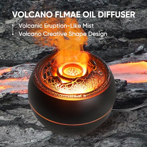 YALEDI Essential Oil Diffuser, Volcano Fire Flame Aromatherapy Diffuser, 360ml Ultrasonic Cool Mist Humidifier, Scent Arom...
