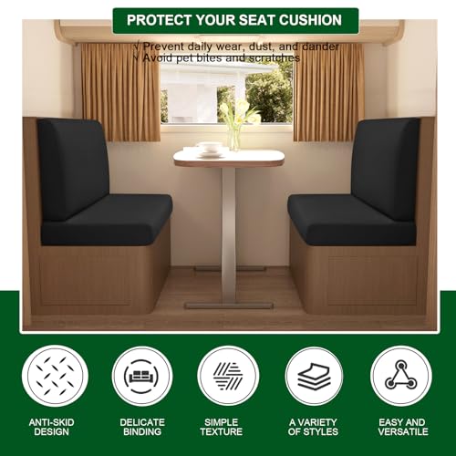 CRFATOP Sets of 2 Waterproof RV Dinette Cushion Slipcover Stretch Camper Cushion Covers Solid 2 Seat Sofa Chair Cover Furn...