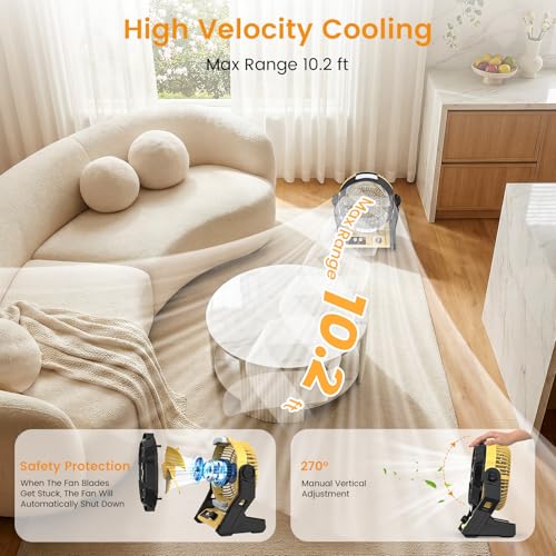 Electactic Rechargeable Camping Fan with 10000mAh Battery, 100-Speed Adjustable, 3-in-1 Desk & Hanging Fan, Timer & Night ...