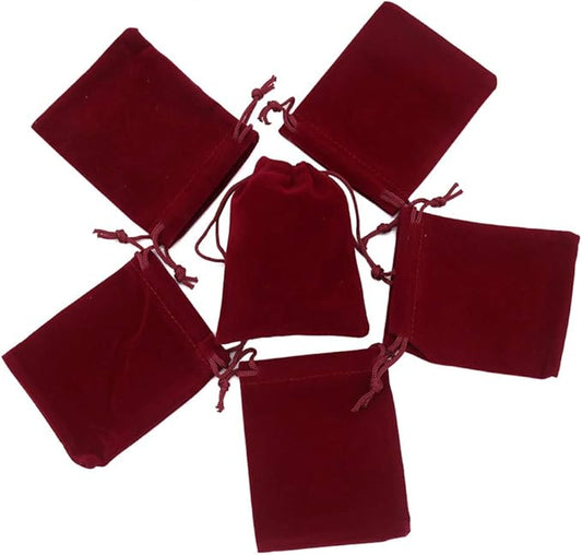 HRX Package Mini Velvet Gift Bag with Drawstring,20PCS Burgundy Red Velvet Cloth Jewelry Pouches (3x4 inches)