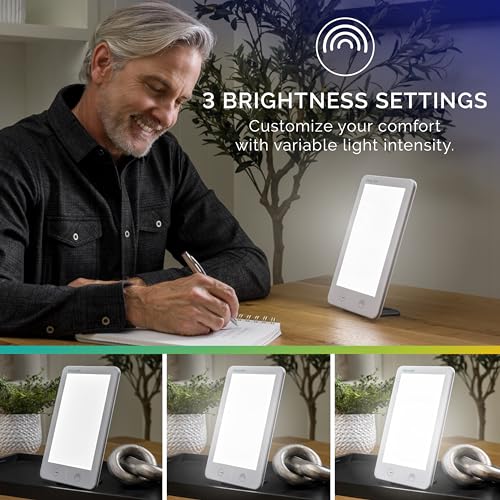 Verilux HappyLight Lumi Plus - Light Therapy Lamp with 10,000 Lux, UV-Free, LED Bright White Light with Adjustable Brightn...