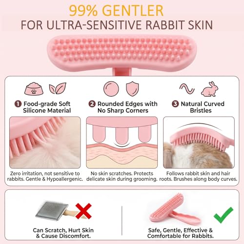 MCTOURY Rabbit Brush for Shedding Grooming: Effective at Removing 99% Loose Hair - Gentle Massage Appears Relaxed Comforta...