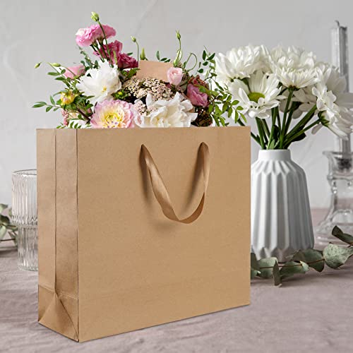 Plauthus Brown Gift Bags with Handles, 4 Pack Large Gift Bags with Tissue Paper, Kraft Paper Gift Bags for Shopping, Part...