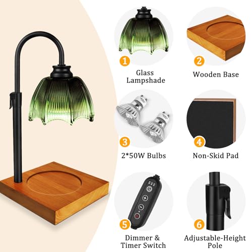 YGS-Tech Candle Warmer Lamp with Timer Dimmer, Height Adjustable Candle Warmer Lamp for Jar Candles, Birthday Gifts for Wo...