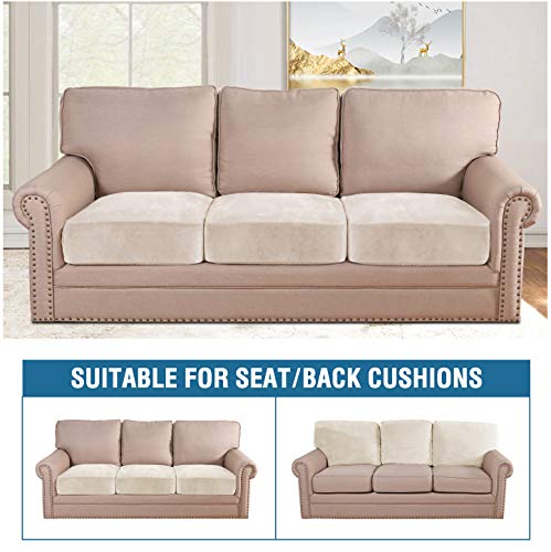 H.VERSAILTEX Velvet Stretch Couch Cushion Cover Plush Cushion Slipcover for Chair Loveseat Sofa Cushion Furniture Protecto...