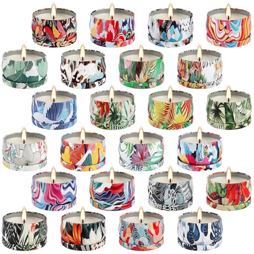 WPONSZU Set 24 Pack Scented Candles Gifts Soy Wax Travel Tin Jar Candles for Home 2.5 OZ jar Candles for Mom for Christma...