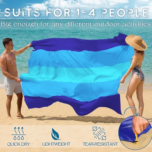 BYDOLL Beach Blanket 78''×81'' 4-7 Adults Oversized Lightweight Waterproof Sandproof Beach Blanket Large Picnic Mat for Tr...