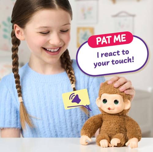 Little Live Pets Baby Monkey Minis – Pepi Peach. Interactive Pet Toy. 20+ Sounds & Reactions. Soft Brown Fur, 7.4" Tall. S...