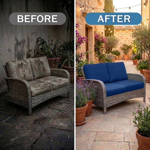 hyha Waterproof Outdoor Cushion Covers for Patio Furniture, Stretch Patio Chair Cushion Slipcovers, Coated UV Resistant Re...