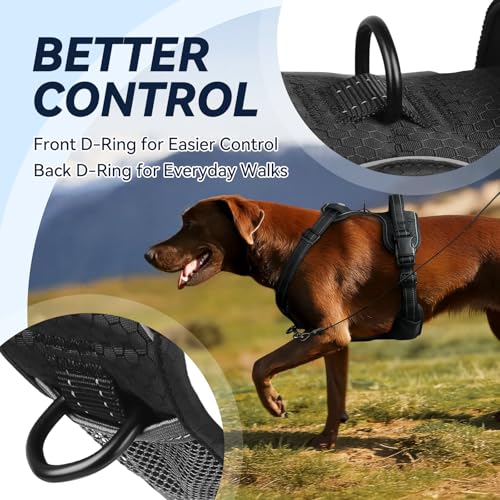 VIVAGLORY Dog Harness Easewalk No Pull Dog Harness with Handle Front Clip & Back Clip for Training Walking Lifting, No Pul...