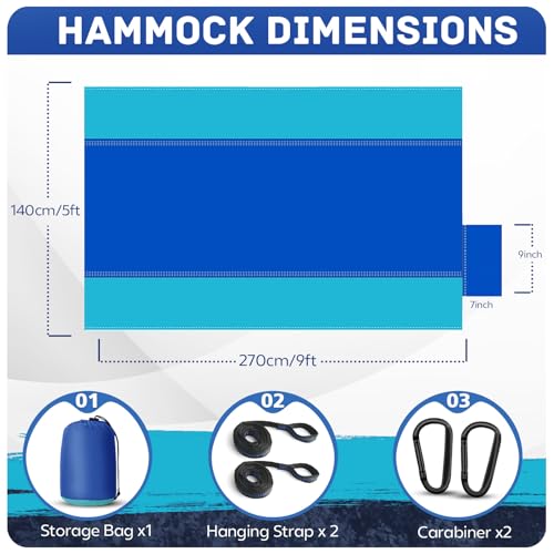 Camping Hammock Lightweight, Portable Hammocks Parachute Hammock with Two Tree Straps, Single or Double Travel Swing Nylon...