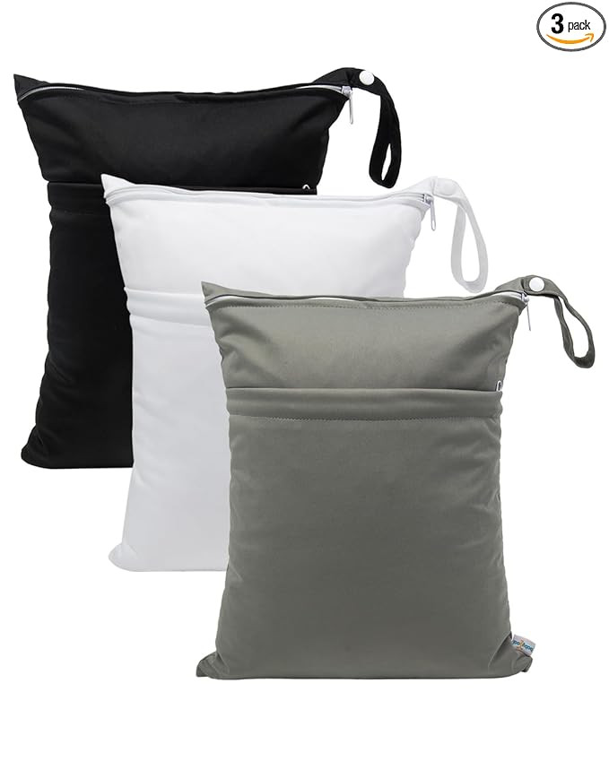 babygoal Wet Dry Bags 3 Pack, Waterproof Reusable Travel Bags for Swimsuits, Baby Cloth Diapers, Beach, Pool, Gym Bag & We...