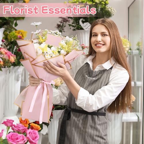 woric 93 Pcs Flower Bouquet Wrapping Paper Kits, 20 Sheets Waterproof Floral Wrapping Paper 10 Greeting Cards 12 Butterfly...