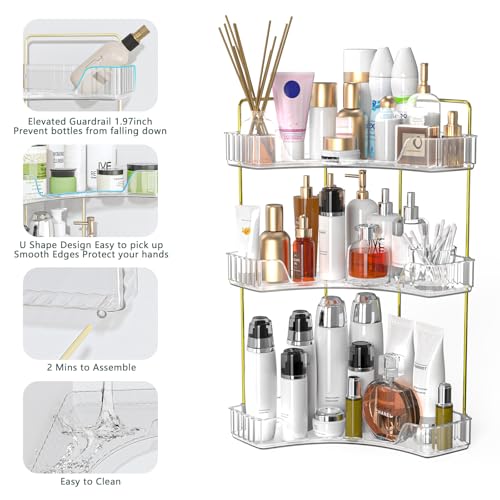 Webetop Corner Bathroom Counter Organizer 3 Tier Bathroom Countertop Organizers Shelf Makeup Organizer for Vanity Perfume ...