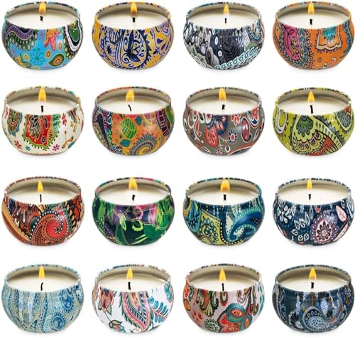 YOROXRG Set 16 Pack Scented Candles Gifts Soy Wax Travel Tin Jar Candles for Home 2.5 OZ Scented Candles for Mom for Chris...