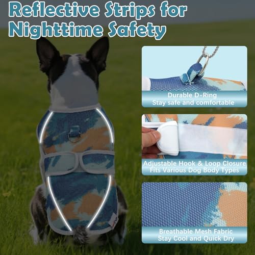 UNIPUP Dog Cooling Vest – Lightweight Pet Cooling Shirt 3D Breathable Mesh, Reflective Strips & UV Protection for Walking,...