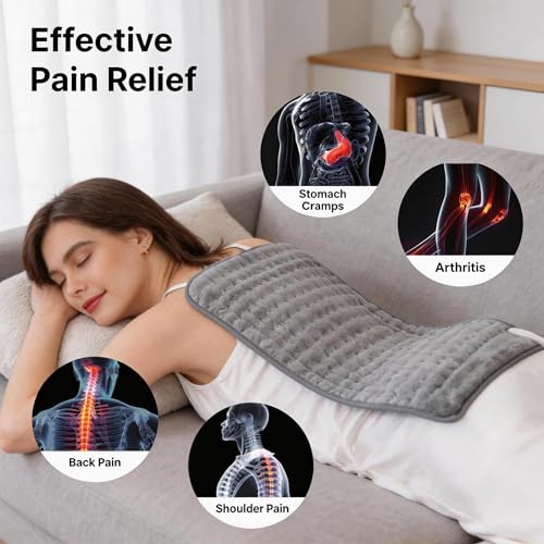 Heating Pad for Back, Neck, and Shoulder Pain Relief, Electric Heat Pad with 6 Heat Levels, Moist Heat Option, Auto Shut-O...