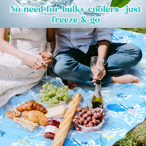 Meanplan 1 Pcs 17.7"x 47.2" Large Reusable Freezable Ice Mats for Buffet Table Cooling Trays Cold Plate for Food Cheese De...