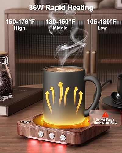 House Gem Mug Warmer - 36W Coffee Mug Warmer for Desk with Temperature Display, 2-12Hrs Auto Shut Off, Smart Candle Warmer...