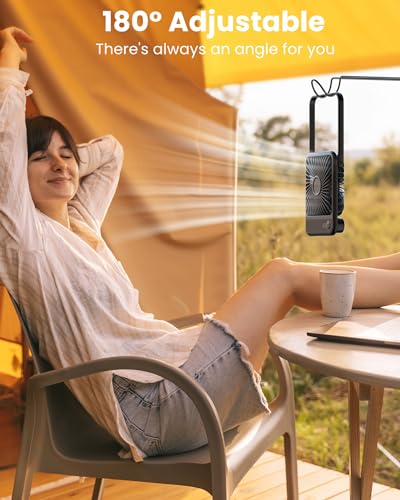 Koonie Battery Operated Desk Fan, 5'' Small USB Portable Fan with Max. 11h Runtime, Strong Wind, 180° Tilt Folding and 3 S...